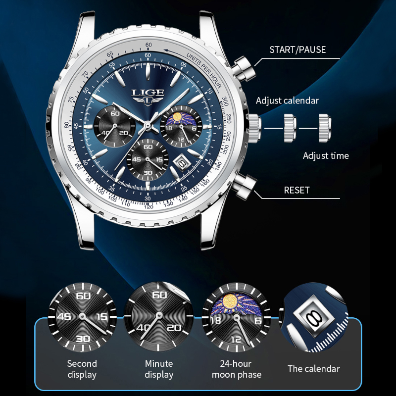 LIGE Brand Luxury Quartz Man W - đánh giá và giá Luxury Watch Maker