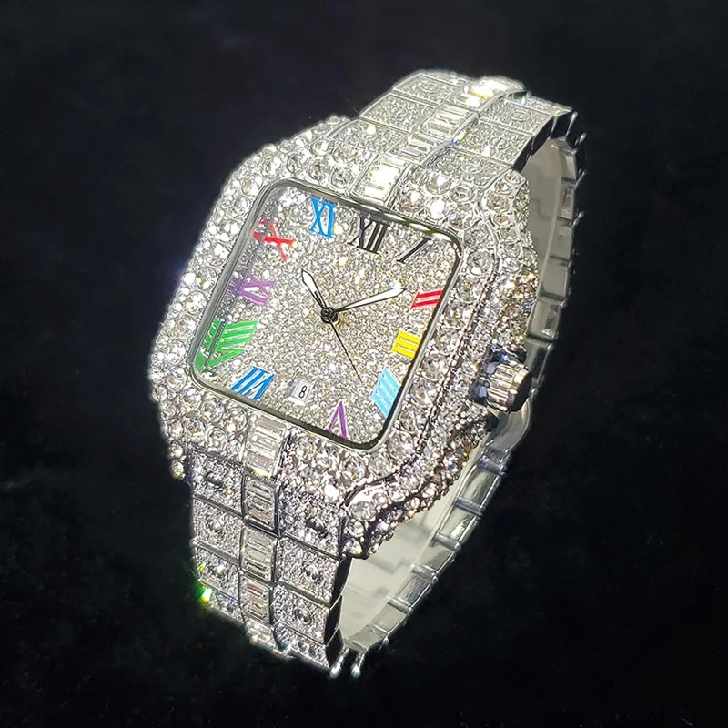New Luxury Iced‑Out Square Qua - đánh giá và giá Luxury Watch Iceberg